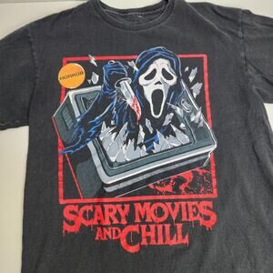 Ghost Face "Scary Movies & Chill" Horror Short Sleeve Black T-Shirt Men's Size M